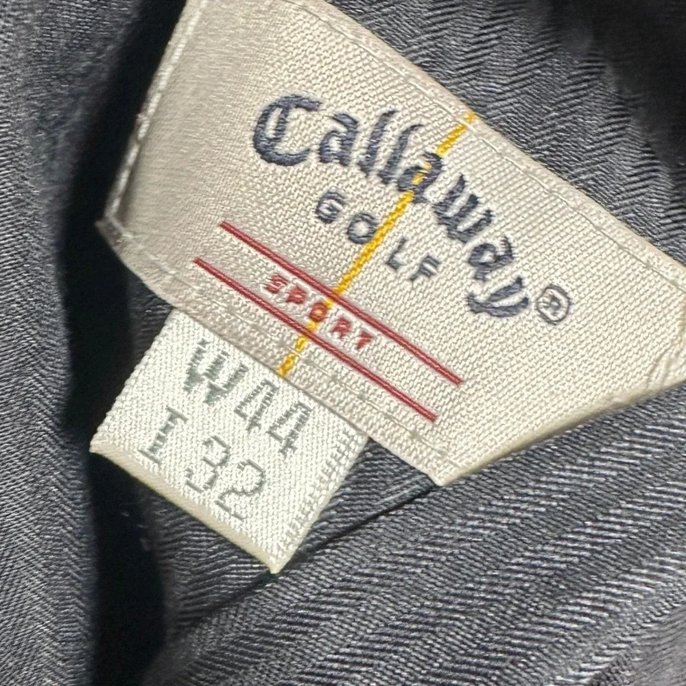 NEW Callaway Golf Sport Pants Mens 44X32 Black Microfiber Oxford Pleated Dress
